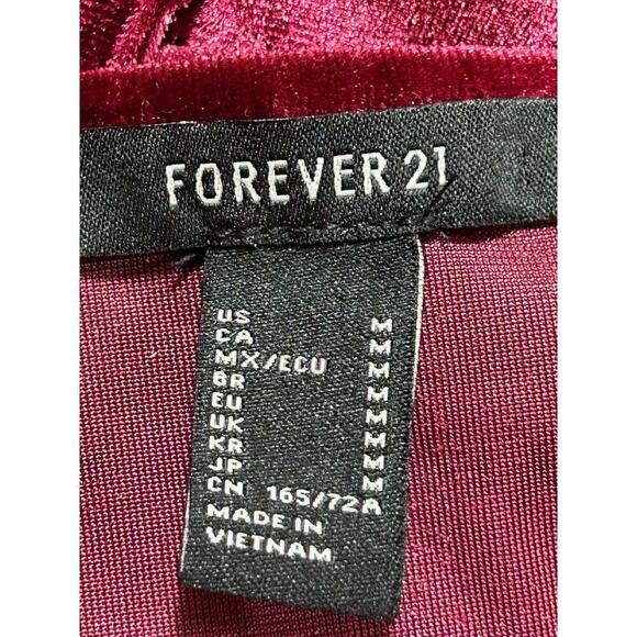 Forever 21 Jumpsuit M Burgundy Red Velvet Strappy Pants Belted Witchygoth Girly - Picture 5 of 7